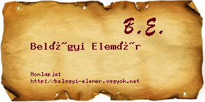 Belágyi Elemér névjegykártya